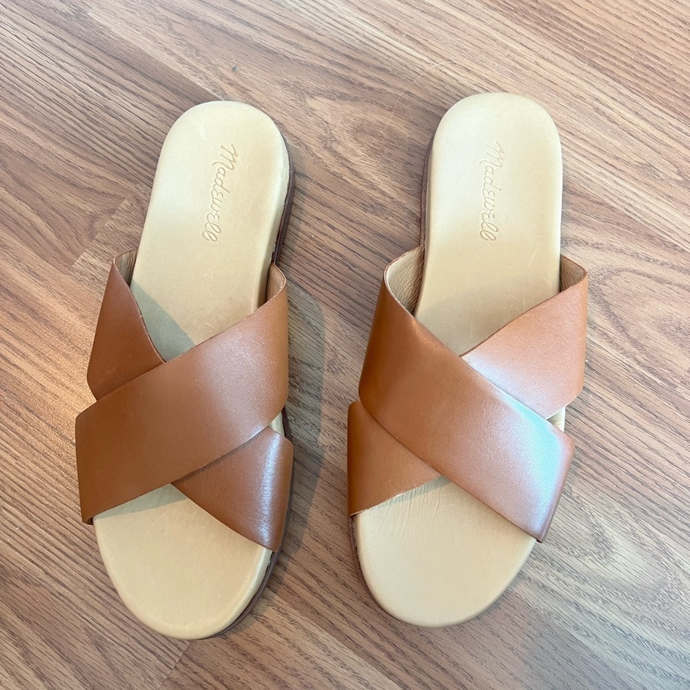 MADEWELL The Louisa Crisscross Slide In English Saddle